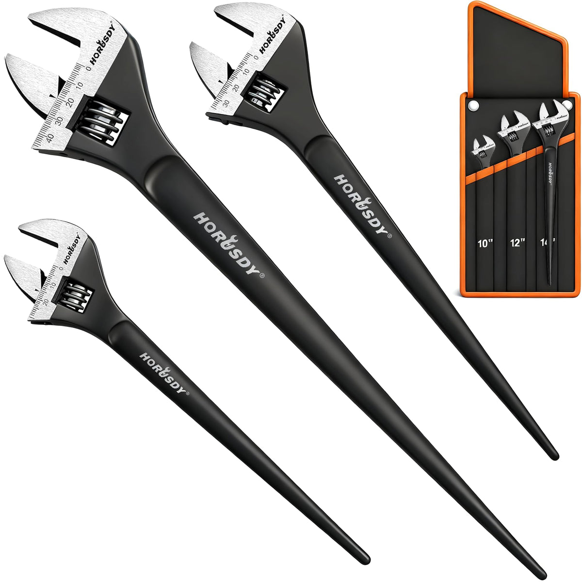 HORUSDY 3-piece spud wrench set in 10-inch size for versatile fastener work