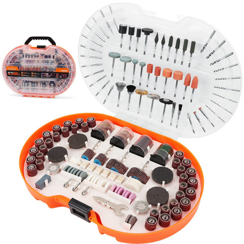 HORUSDY 308-piece rotary tool kit case open, organized for easy access during projects.