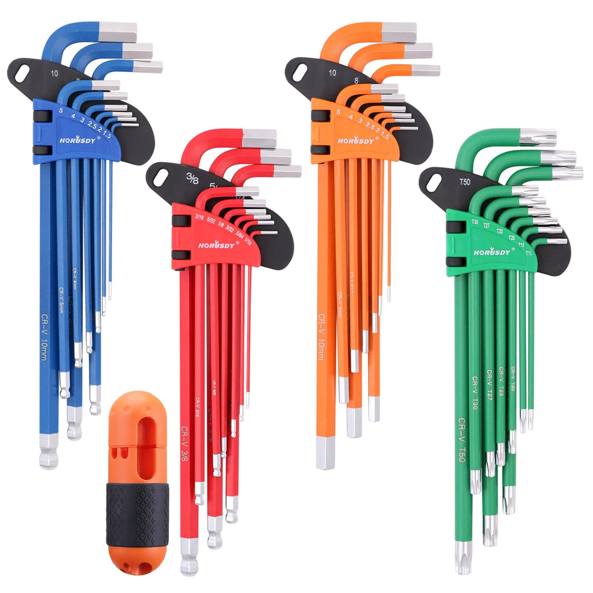 HORUSDY 37PCS ball-end metric hex keys blue for easy reach