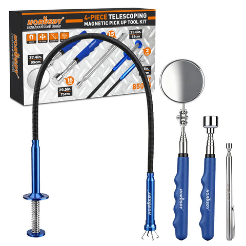 HORUSDY 4pcs magnetic sweepers kit for versatile retrieval in tight spaces.
