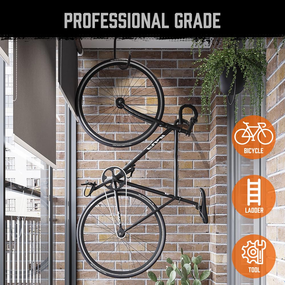 HORUSDY 6-pack bike hooks on ceiling mount for overhead storage