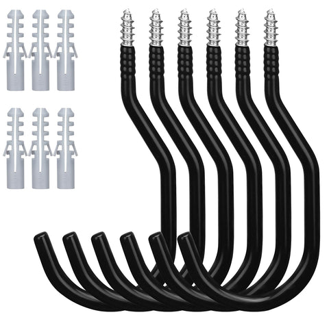 HORUSDY 6-pack bike hooks on wall mount for organized garage storage