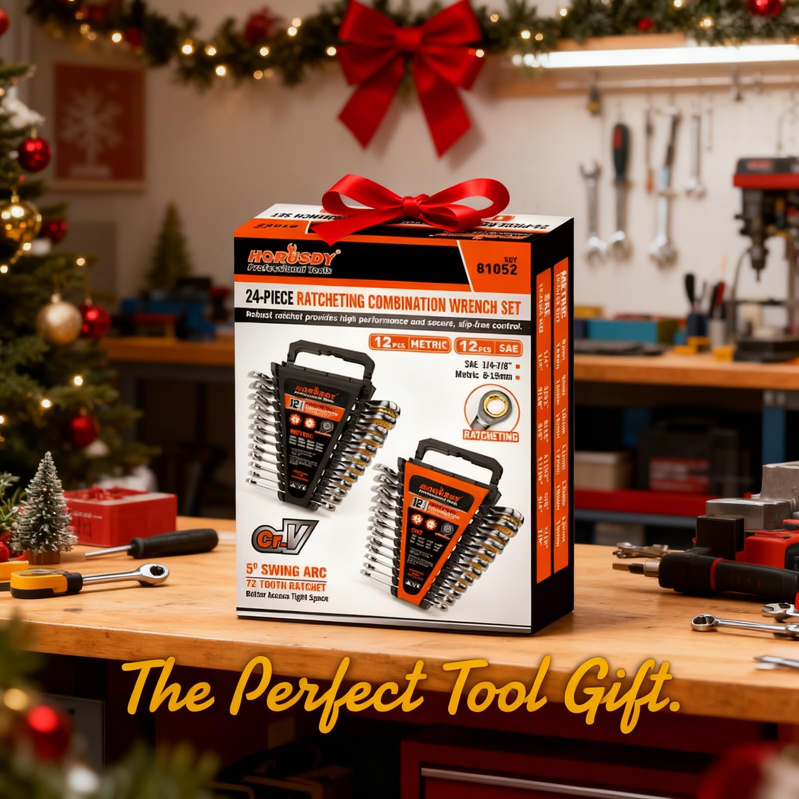 HORUSDY 72-tooth ratchet gear enables smooth turns in tight spaces.