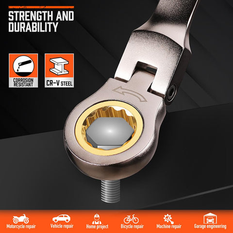 HORUSDY 8-19 mm metric wrenches laid out for size visibility.