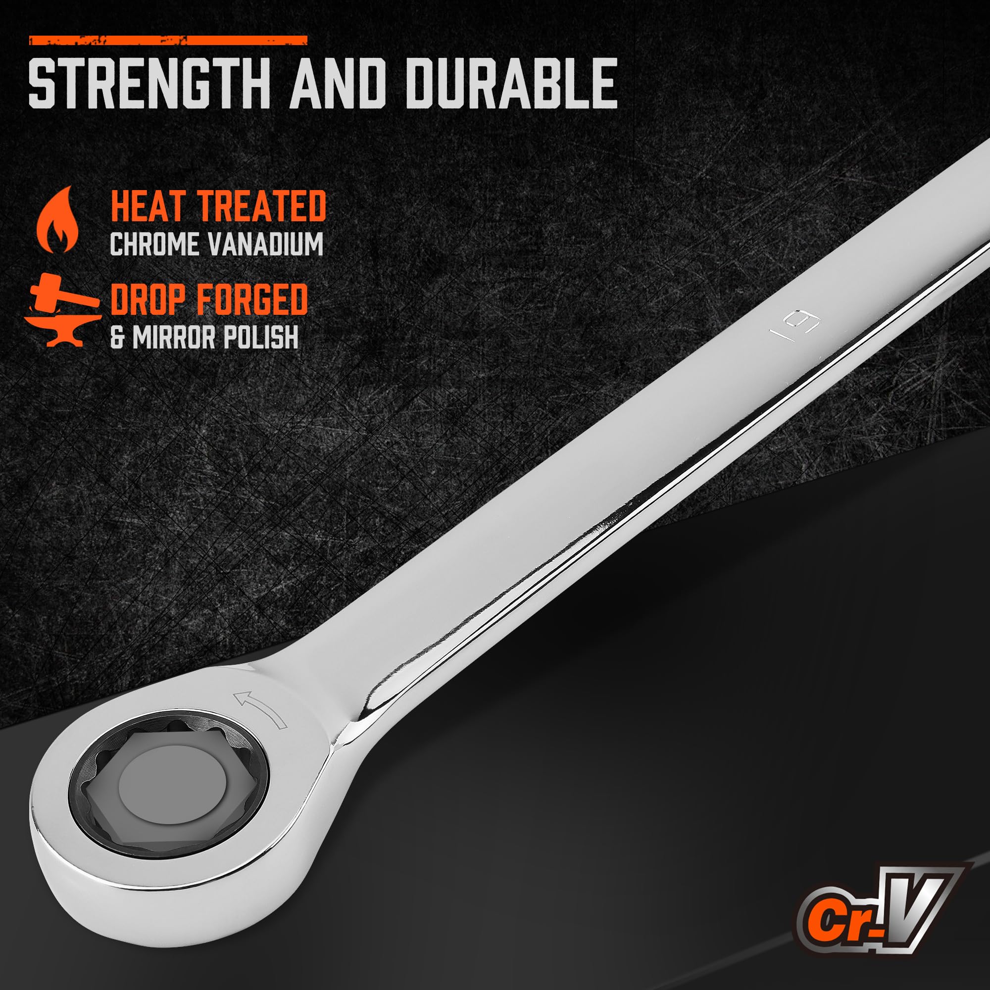 HORUSDY wrench set side view highlighting extended reach for hard-to-access bolts.