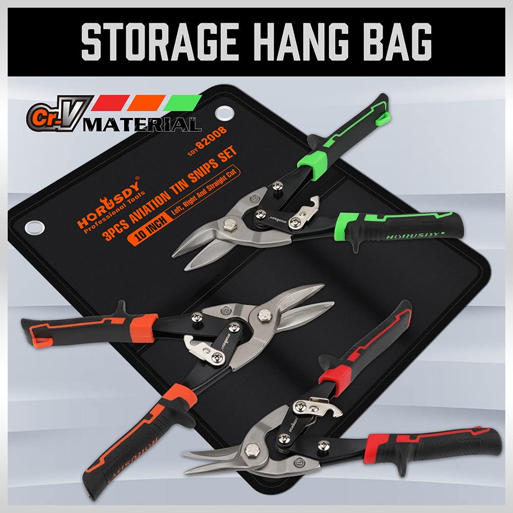 HORUSDY right-cut tin snips for opposite-angle cuts in tight spaces
