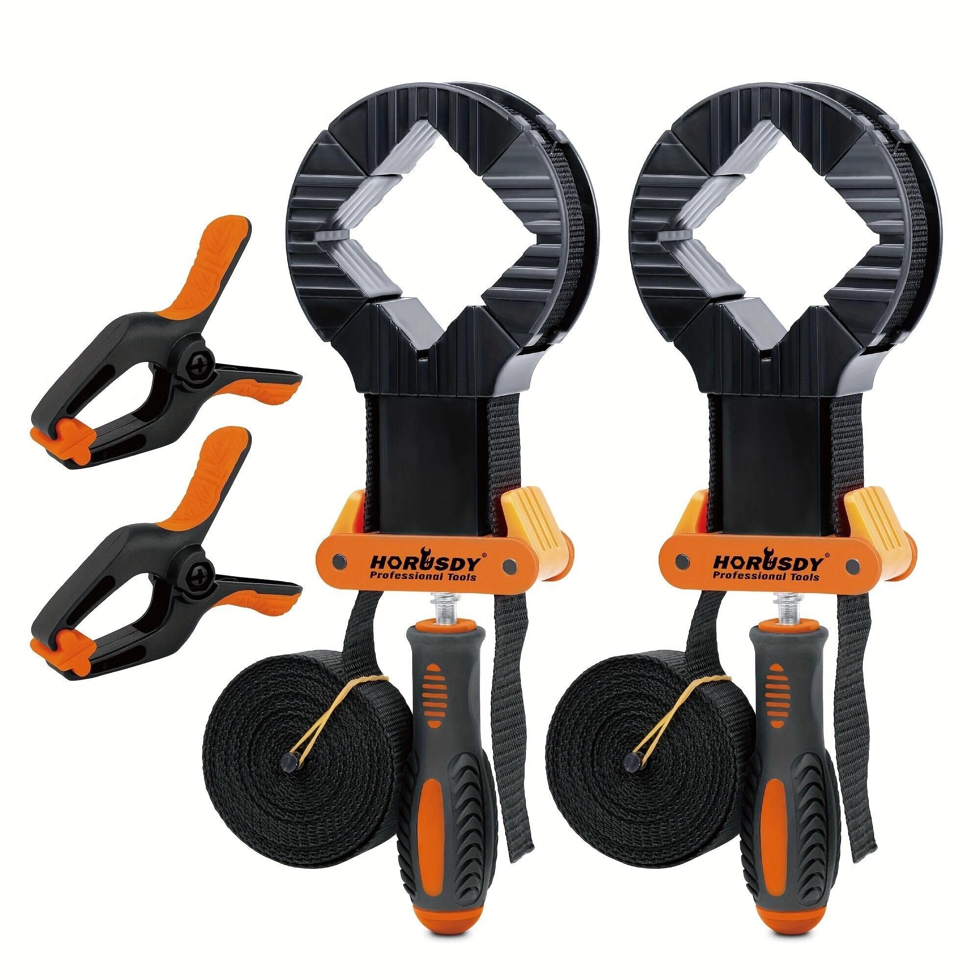 HORUSDY band clamp set for four-piece assembly with picture frames and drawers.