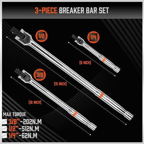 HORUSDY 15-inch breaker bar with rotatable head for maximum leverage