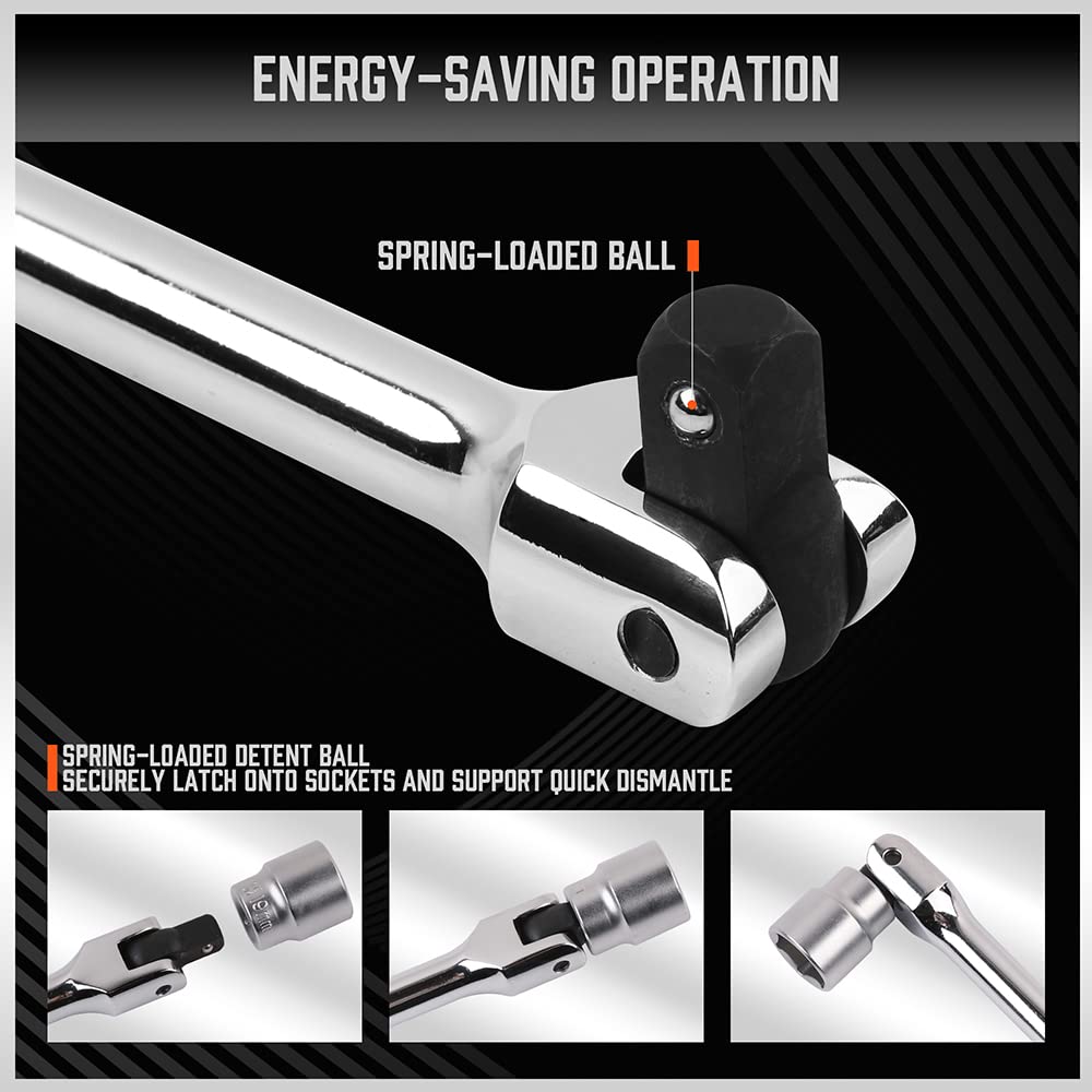HORUSDY spring-loaded ball bearing keeps sockets secure during use