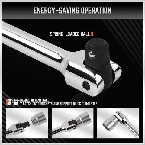 HORUSDY spring-loaded ball bearing keeps sockets secure during use