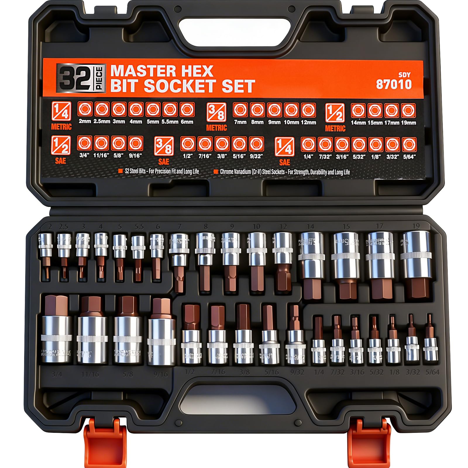 HORUSDY case organization keeps sockets neatly arranged for quick access.