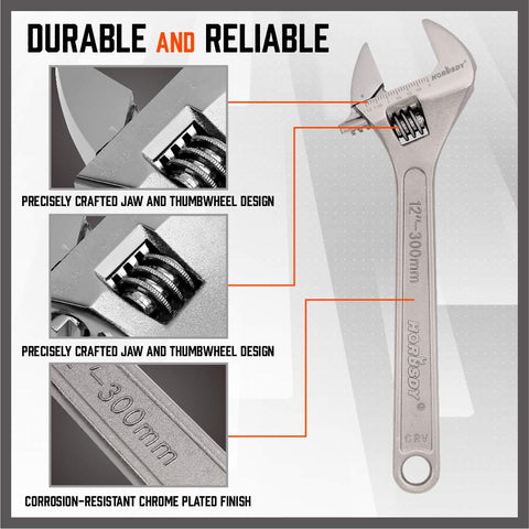 HORUSDY chrome vanadium steel construction promises durability for demanding tasks.