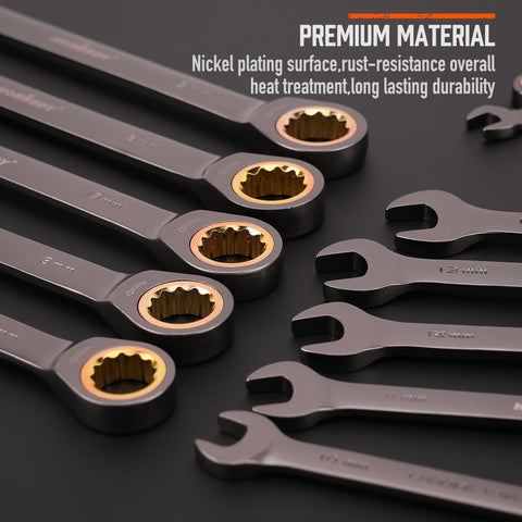 HORUSDY chrome-vanadium steel finish resists wear and corrosion.