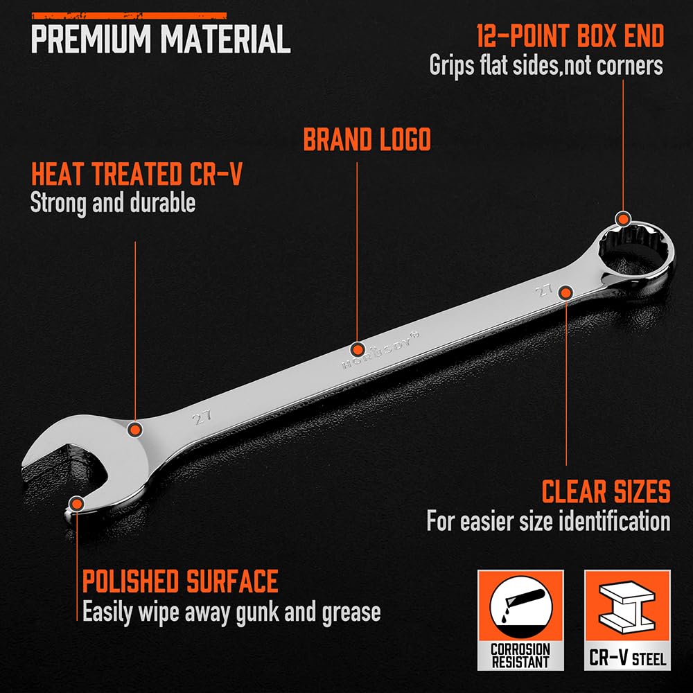 HORUSDY chrome-vanadium steel finish emphasizes durability