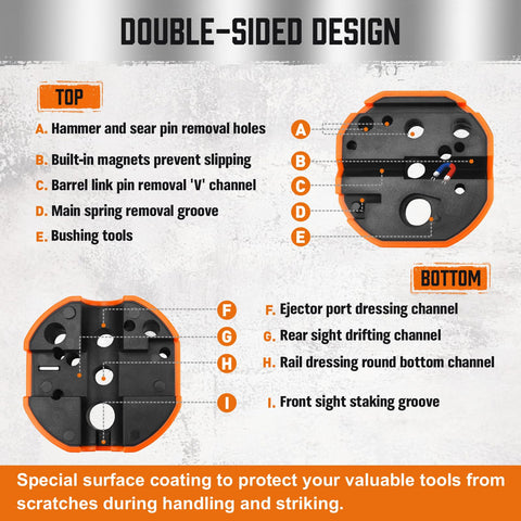 HORUSDY counterbored-tip punch reaches tight spots safely.