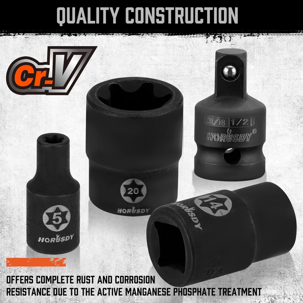 HORUSDY CR-V steel construction – durable tools for tough tasks.