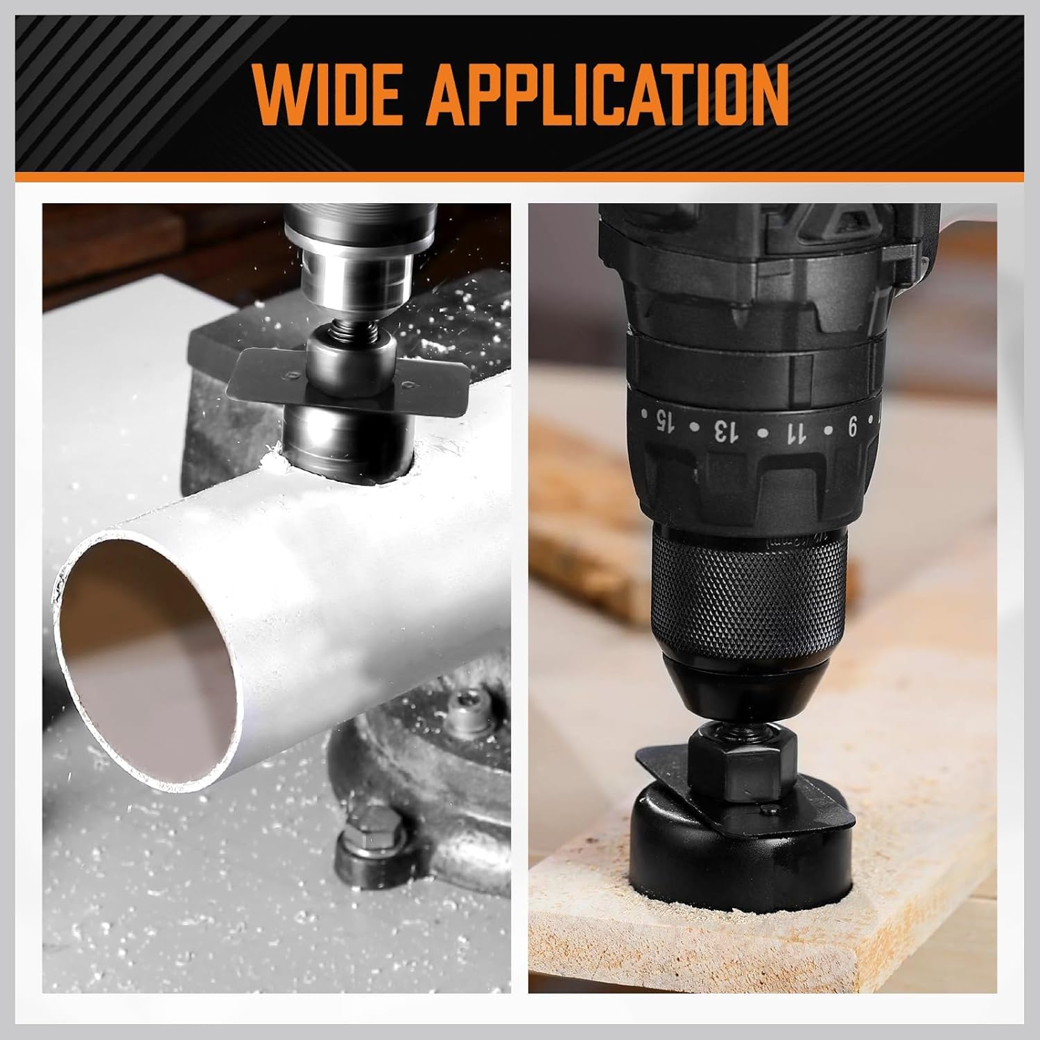 HORUSDY cutting-softwood-drywall applications offer clean, straight holes for home projects.