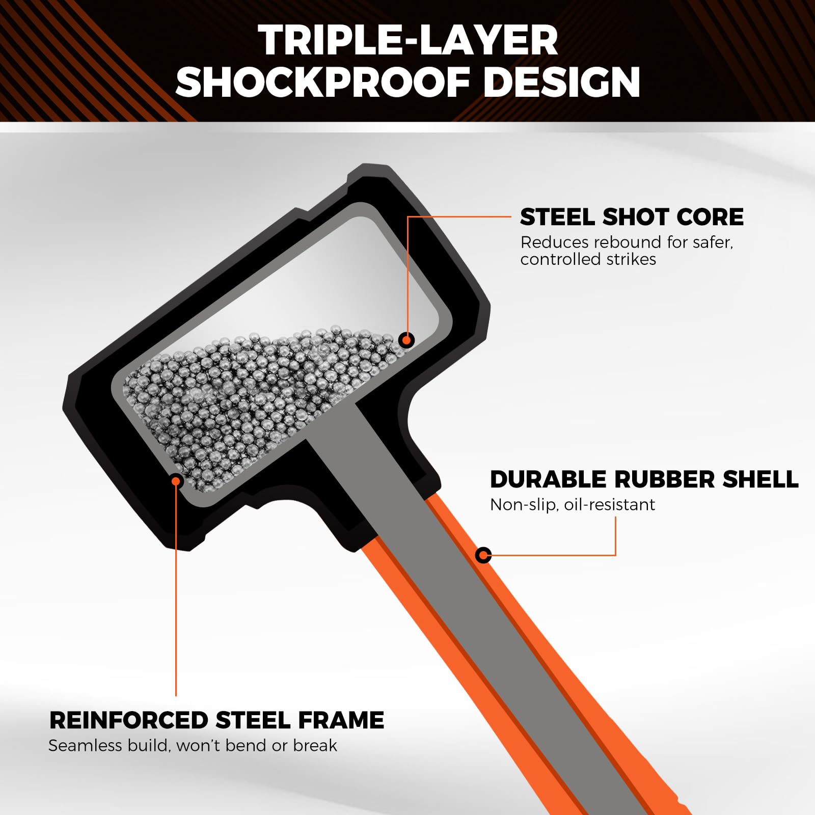 HORUSDY Dead Blow Hammer 2lb reducing vibration during alignment tasks