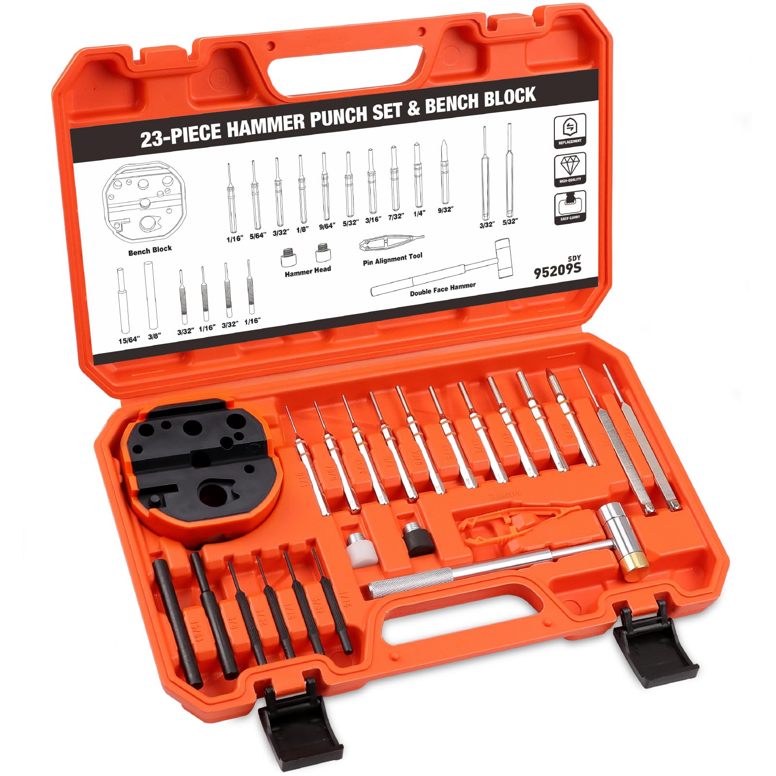 HORUSDY double-face hammer for non-marring impact on delicate parts.