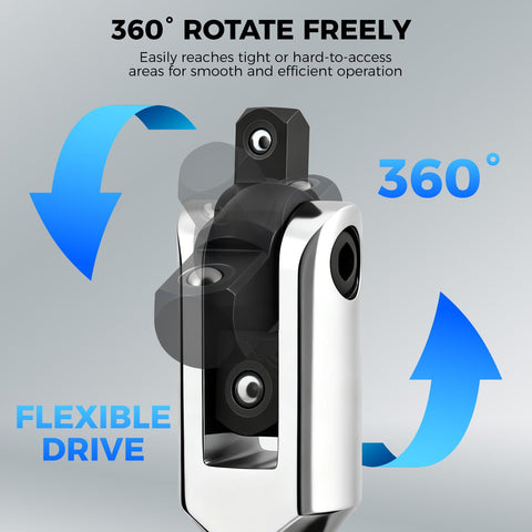 HORUSDY 10-inch dual-drive breaker bar with 1/4 and 3/8 heads for tight spaces