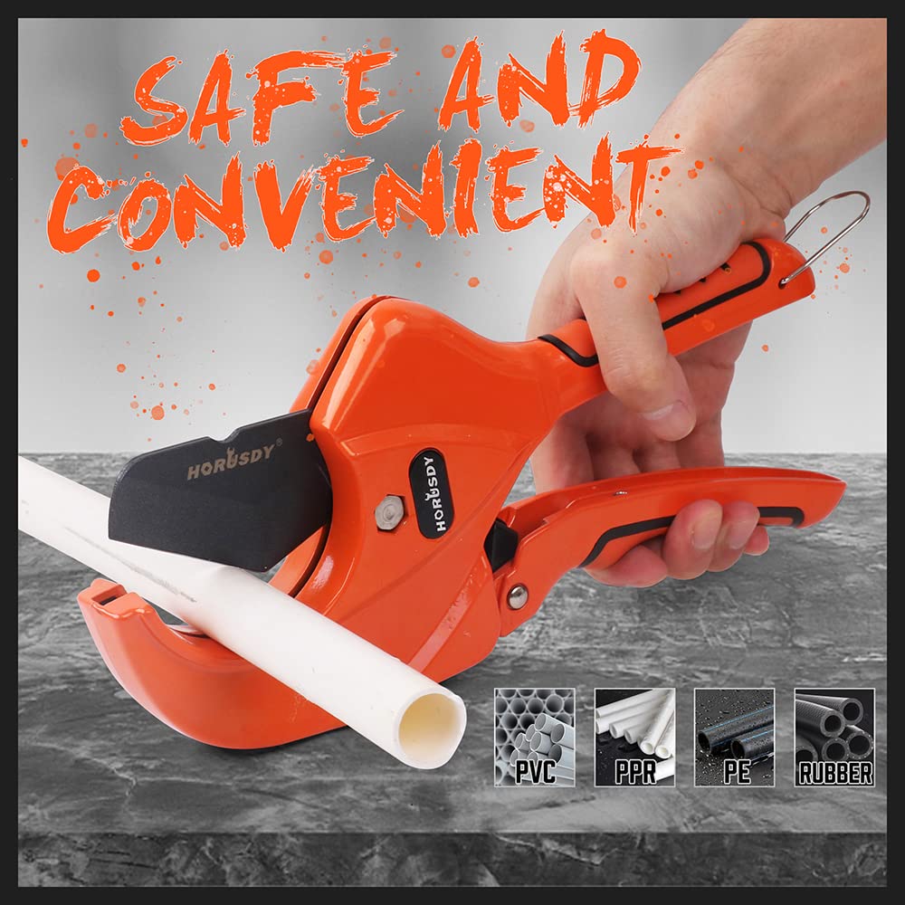 HORUSDY ratchet action supports efficient, controlled cuts during plumbing tasks.