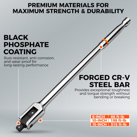 HORUSDY extension bars provide reach and leverage in hard-to-access areas