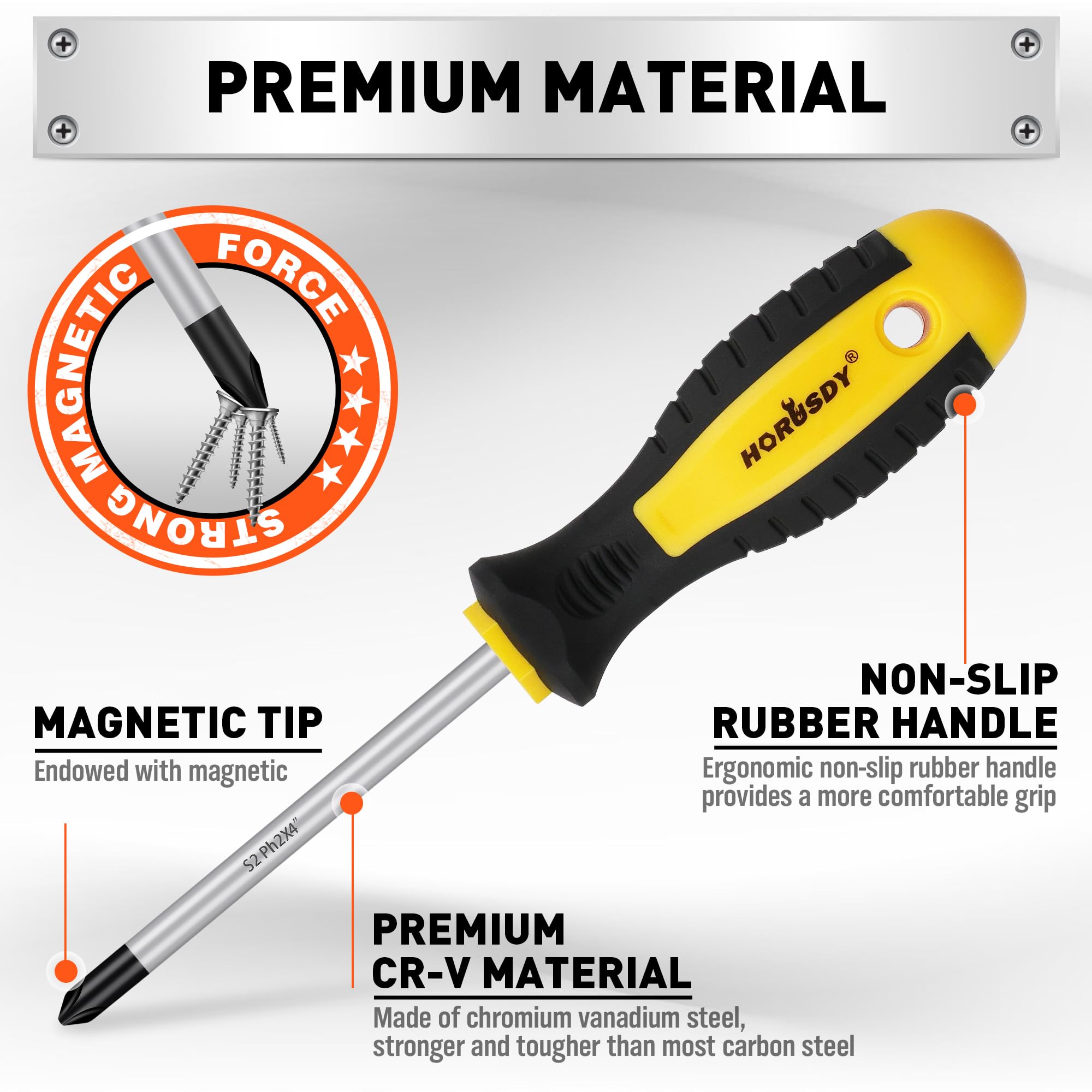HORUSDY flat tips 5-pack for versatile fastener work.