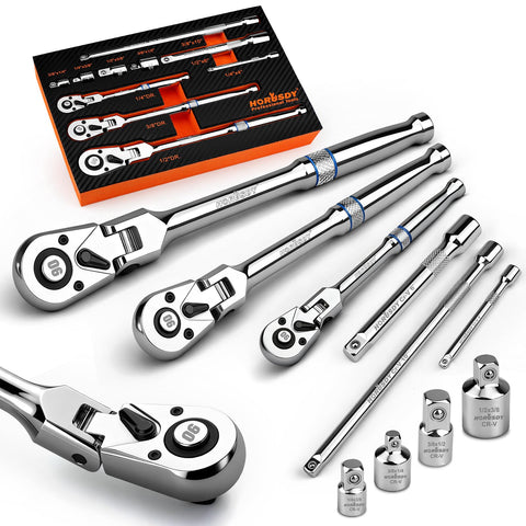 HORUSDY 1/4 inch drive flex-head ratchet for tight spaces in bike repairs