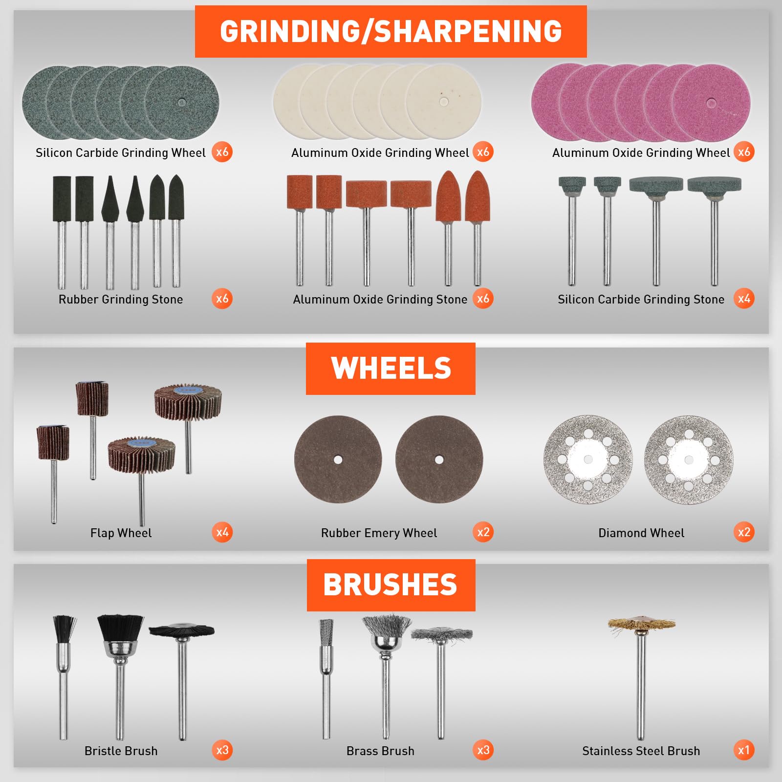 HORUSDY grinding wheels and cut-off discs for precise shaping and cutting.