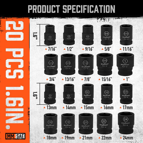 HORUSDY half-inch drive impact socket adapter for versatile setups.