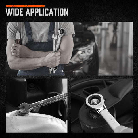 HORUSDY heavy-duty hard case keeps wrenches organized.