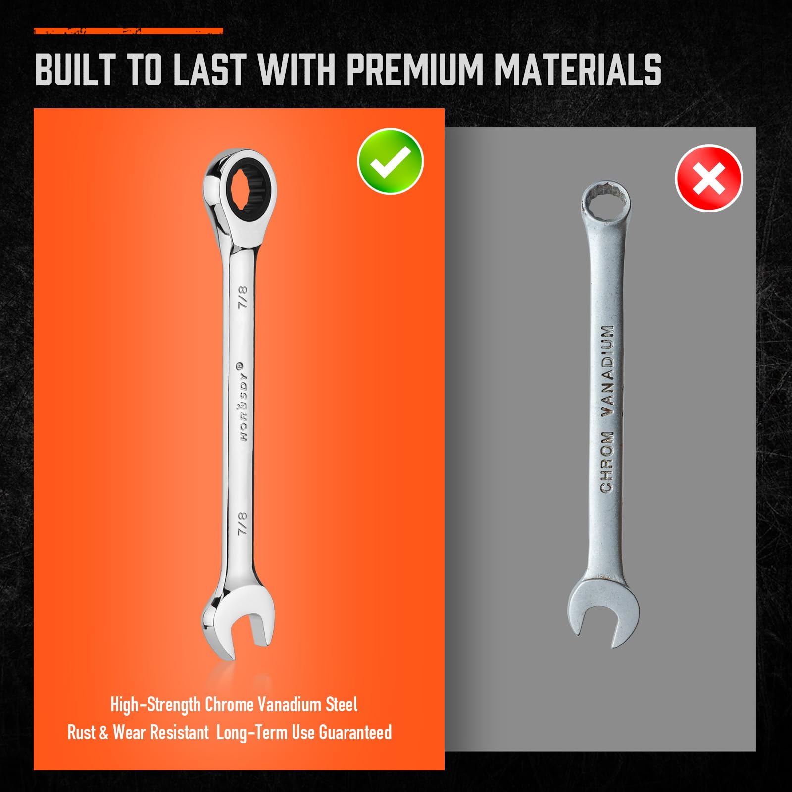 HORUSDY hardened chrome finish resists wear during frequent use