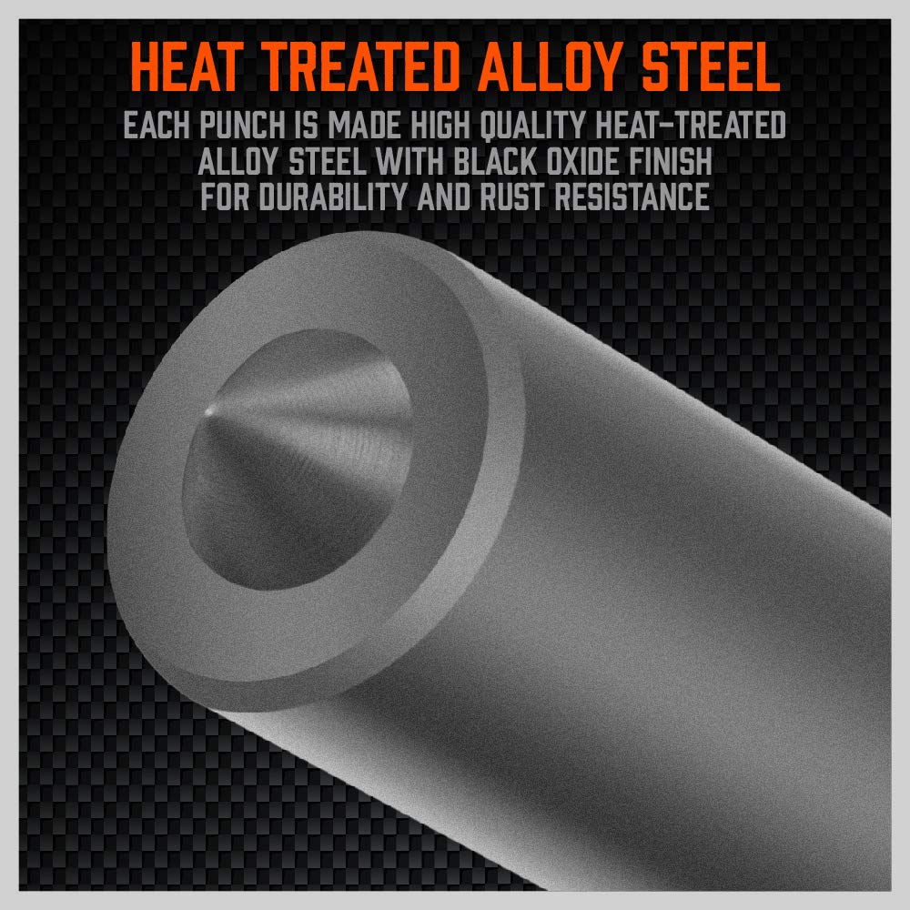 HORUSDY heat-treated alloy steel punches arranged neatly for quick access in machining tasks.