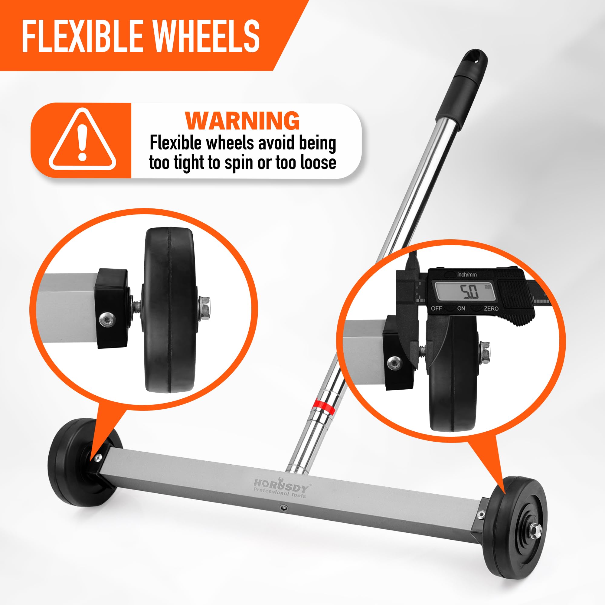 HORUSDY heavy duty magnet with 8.8 lb capacity lifts metal debris safely.