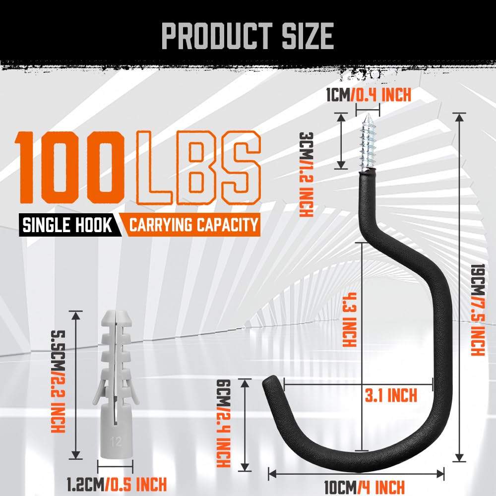 HORUSDY heavy-duty steel bike hooks for durable garage organization