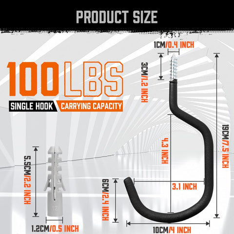 HORUSDY heavy-duty steel bike hooks for durable garage organization