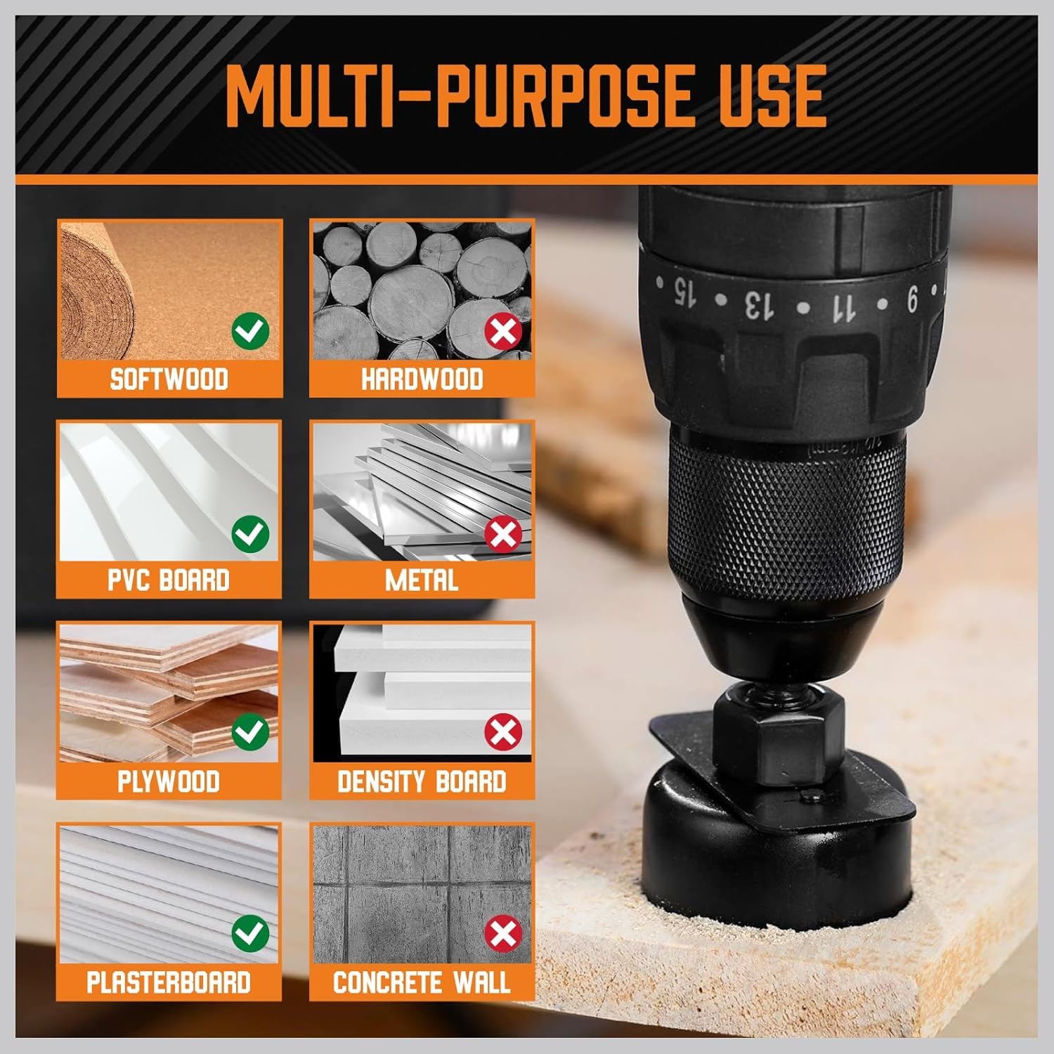 HORUSDY hex key included for easy adjustments and fitting changes.