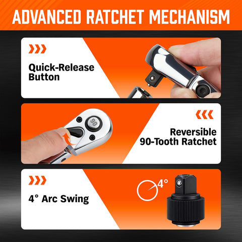 HORUSDY long-handle design improves leverage during challenging fasteners