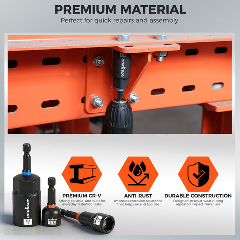 HORUSDY magnetic bit holder and extension for quick swaps on jobsite