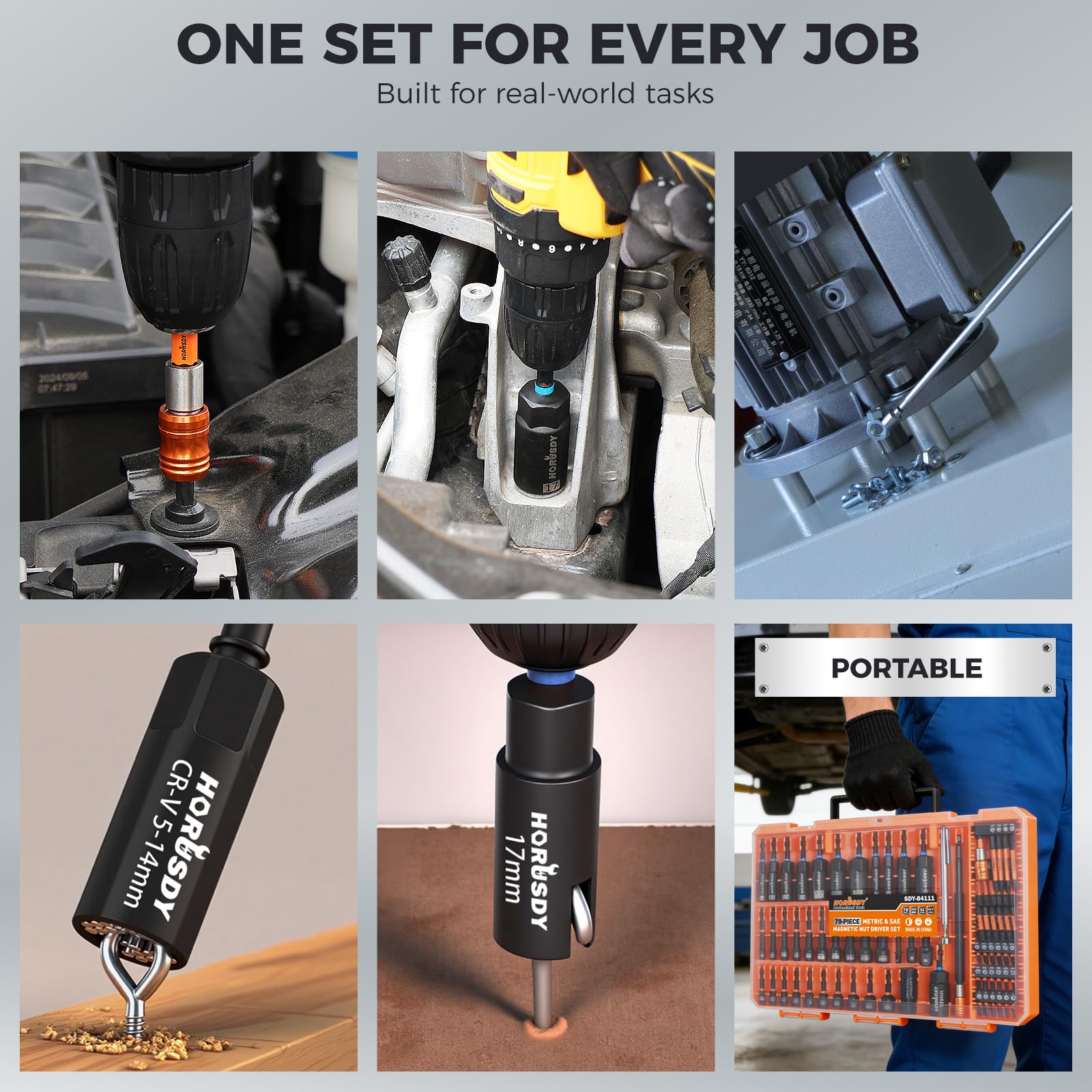 HORUSDY magnetic pickup tool catching dropped fasteners during work