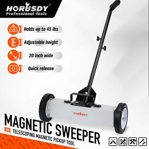 HORUSDY magnetic sweeper wheels enable smooth rolling across workshop floors.