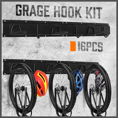 HORUSDY movable hooks on rail for versatile bike organization.