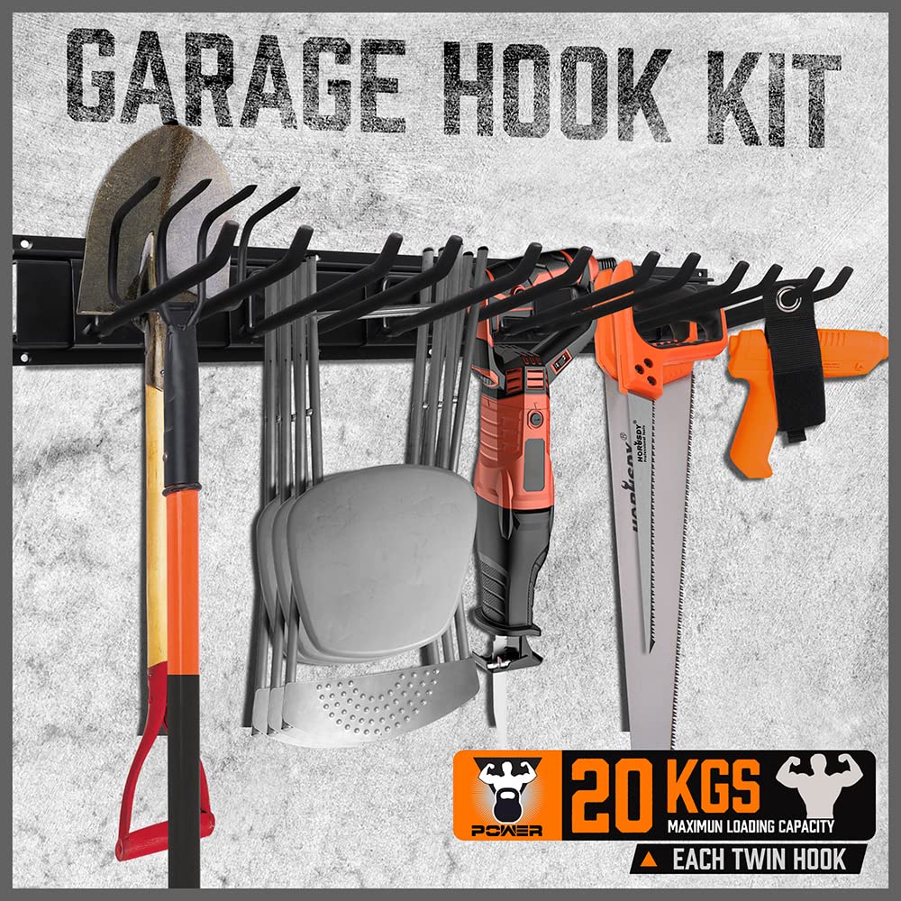 HORUSDY moveable hooks on rails adapt to your workspace needs.