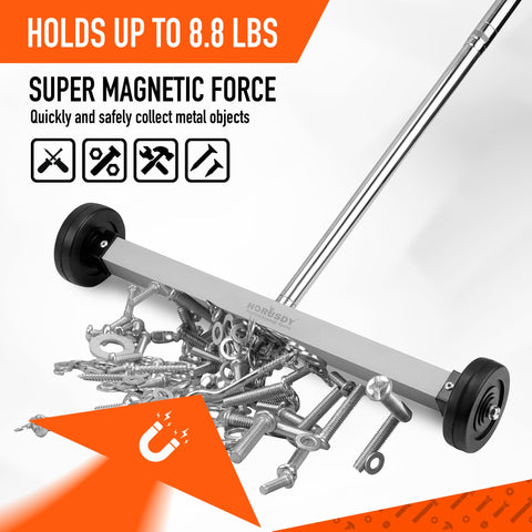 HORUSDY sweeper collects nails and screws, helping keep floors safe.