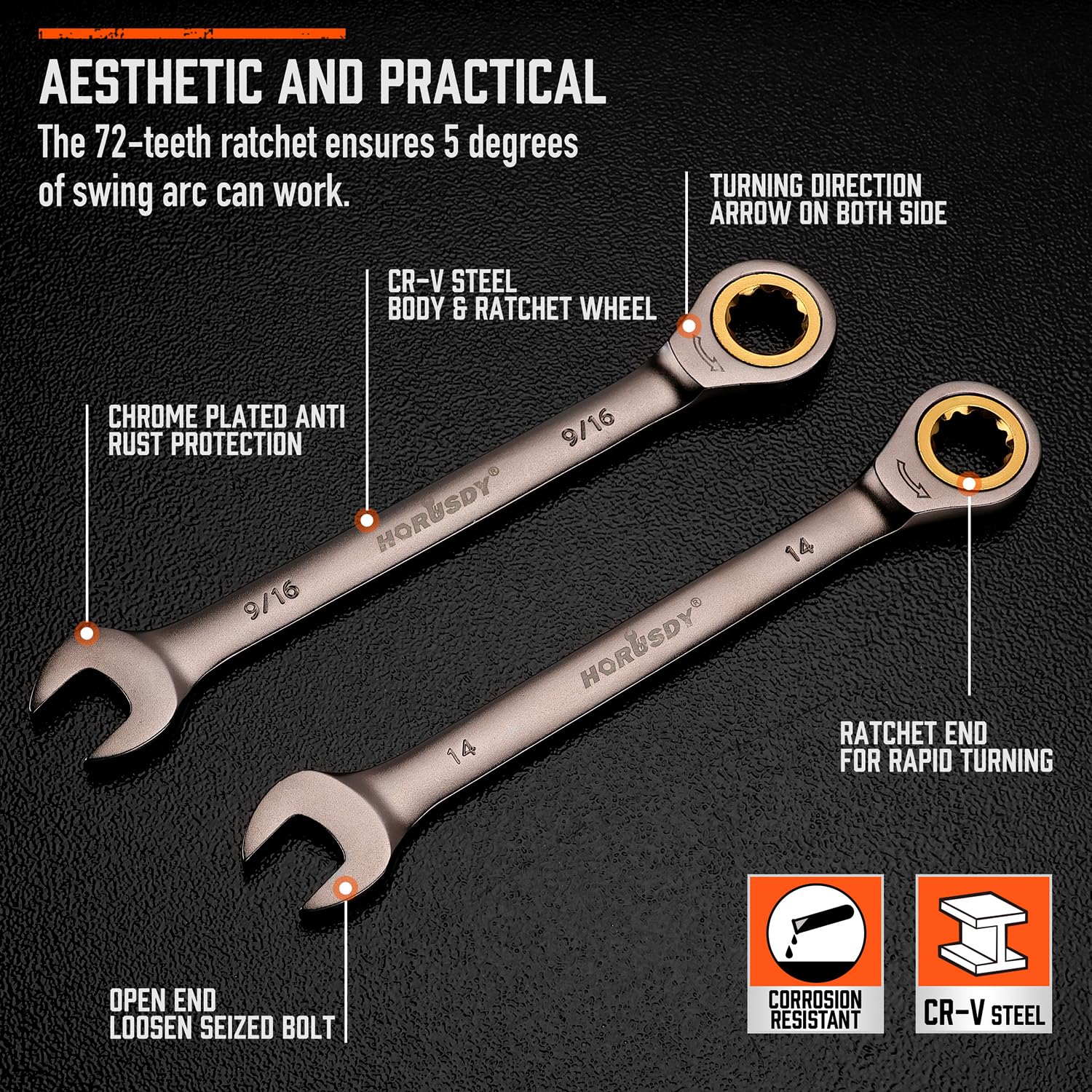 HORUSDY nickel-plated finish resists wear during heavy use.