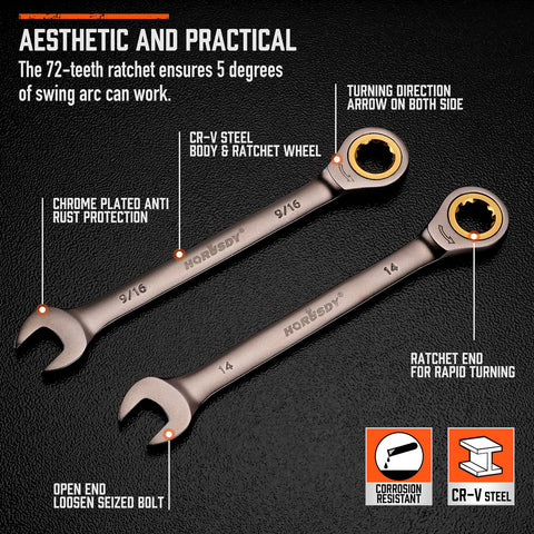 HORUSDY nickel-plated finish resists wear during heavy use.