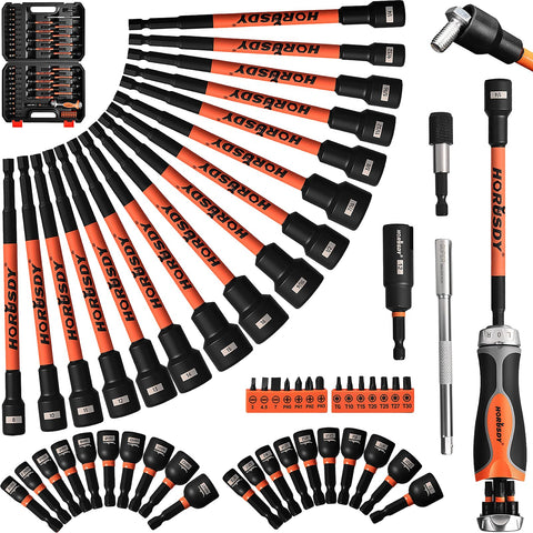 HORUSDY magnetic nut driver set in use for deep automotive fittings