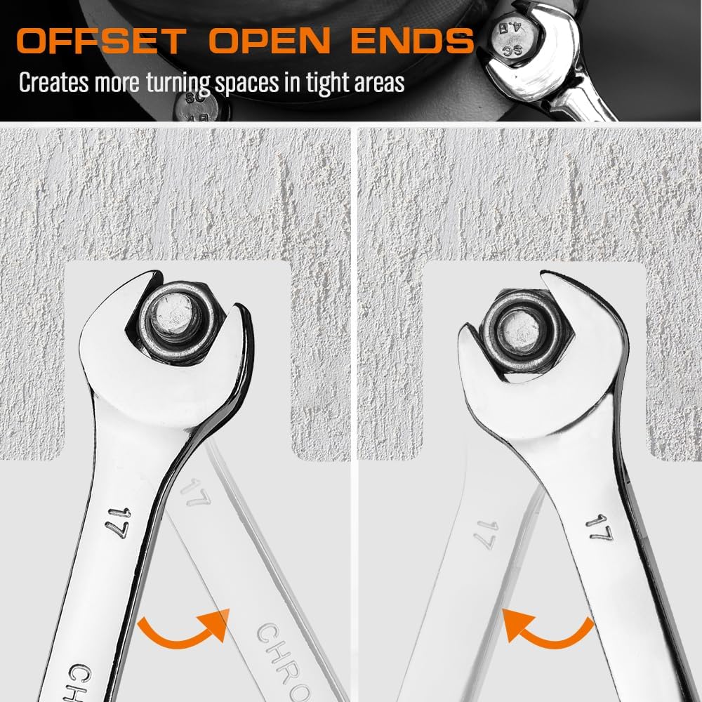 HORUSDY 12-point box end enables precise fastener engagement in tight spaces.