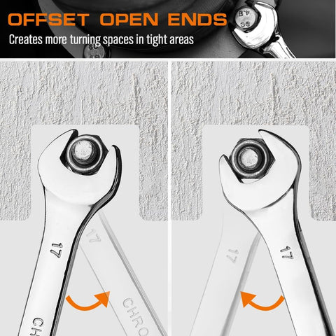 HORUSDY 12-point box end enables precise fastener engagement in tight spaces.
