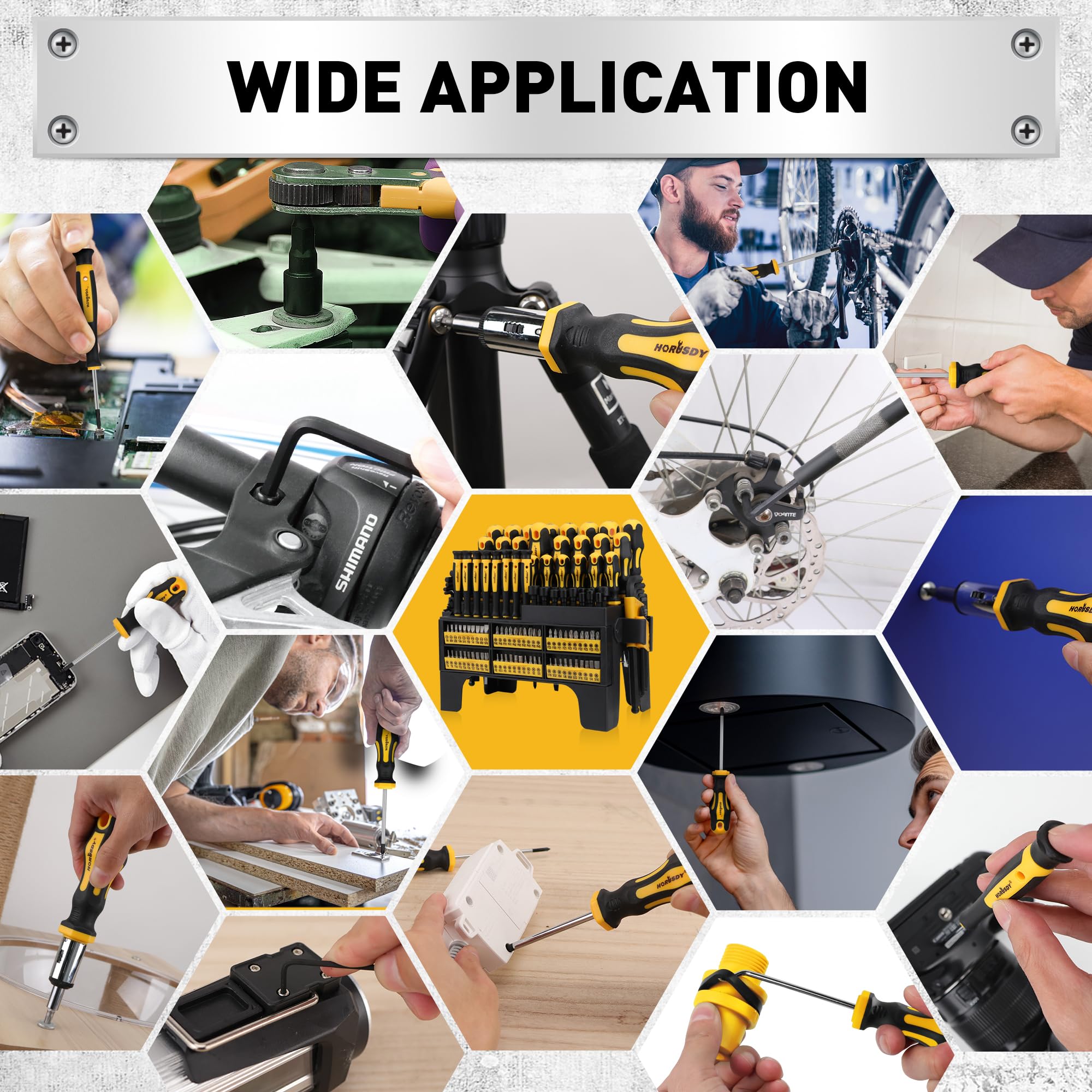 HORUSDY precision tools support delicate assembly and detail work.